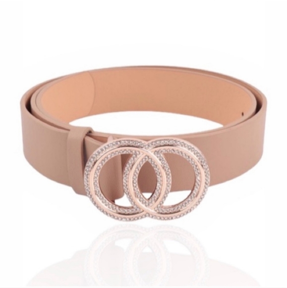 Gold Rhinestone Double Circle belt Designer Inspired - Picture 2 of 5